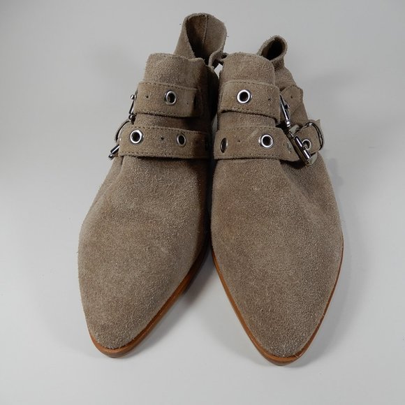 REBECCA MINKOFF Sand Austen Buckles Ankle BOOTIES Shoes 8.5 Beige Suede NEW $164 - Picture 8 of 12